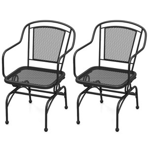 Tangkula Patio Rocking Chairs Set of 2 w/ Metal Mesh Backrest & Seat Armrests Gentle - 1 of 4