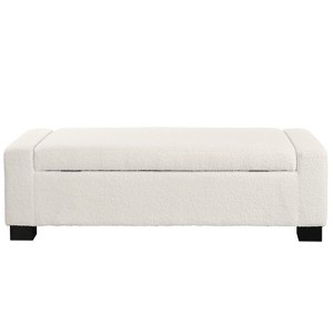 Vynxaria50" Ottoman Bench - Textured Fabric Rectangular, Hinged Lid Hidden Storage, Seating/Footrest for Living Room Bedroom Entryway Home Decor - 1 of 4