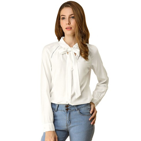 Allegra K Women's Work Office Shirt Long Sleeve Button Decor Elegant ...