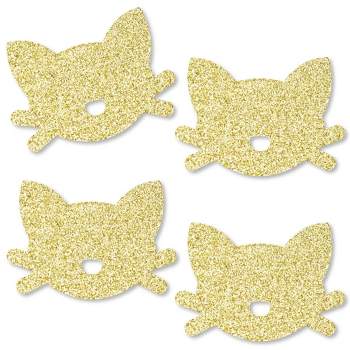 Big Dot of Happiness Gold Glitter Cat - No-Mess Real Gold Glitter Cut-Outs - Purr-FECT Kitty Cat Baby Shower or Birthday Party Confetti - Set of 24