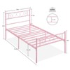 TWIN Bed Frame with Headboard and Footboard -PinkMetal Platform Bed Frame with Iron-Art Sweet Heart, No Box Spring Needed, Under Bed Storage, Easy - 3 of 4