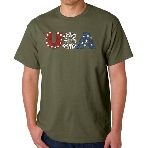 LA Pop Art USA Fireworks - Men's Word Art T-Shirt - 1 of 4