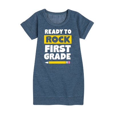 - Instant Message - Ready To Rock First Grade Graphic Short Sleeve Fleece Dress