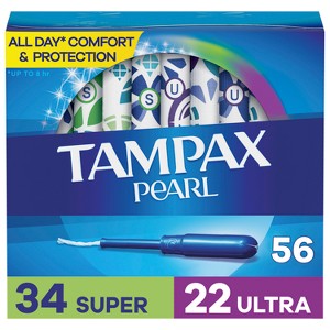 Tampax Pearl Duo Pack Super/Ultra Tampons - 56ct - 1 of 4