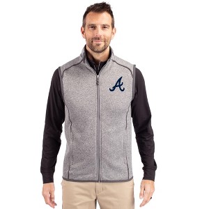 Atlanta Braves Cutter & Buck Mainsail Sweater-Knit Mens Big and Tall Full Zip Vest - 1 of 1