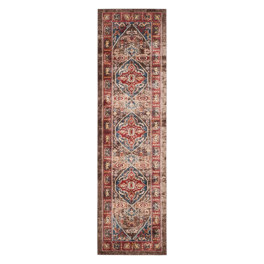 2'3inx6' Medallion Runner Brown/Royal - Safavieh