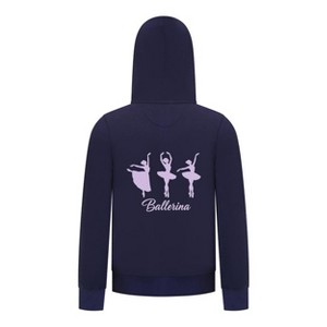 Everyday Kids Ballerina Girls Zip Up Hoodie – Purple Dancer Silhouette Ballet Sweatshirt - 1 of 4