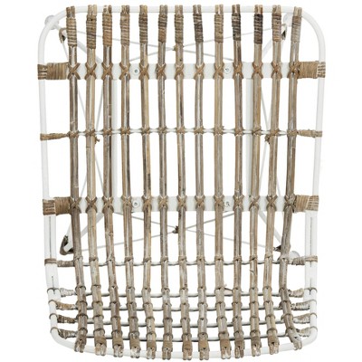 Minerva White Wicker and Metal Bar Stool Set of 2