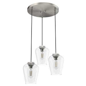 Hunter Fans 12.5" Vidria Ceiling Light Brushed Nickel Finish - Modern Pendant Cluster with 3 Glass Lights for Indoor Use - 1 of 2