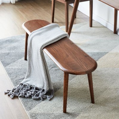 Kumasinova Solid Oak Wood Bench, Half-Round Design Entryway Bench, End of Bed Bench, Versatile Bed Bench for Dining Room & Bedroom