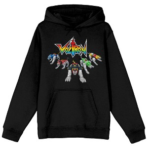 Voltron Defender Of The Universe Beast Robots Long Sleeve Black Adult Hooded Sweatshirt - 1 of 3