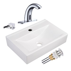 Aquaterior 5" Touchless Bathroom Faucet with Rectangle Vessel Sink Brush Chrome - 1 of 4