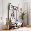 HDZNVF 3-in-1 Hallway Hall Tree with 2 Storage Drawer and 4 Coat Rack, Grey - 3 of 4