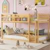 ORRD Low Twin Over Twin Bunk Bed, Solid Wood Floor Bunk with Ladder for Kids & Juniors, Natural - 2 of 4