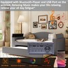 Twin Size Upholstered Daybed with Storage Armrests, Trundle and Latest Integrated Bluetooth Audio System, Teddy Fleece, Beige - 2 of 4