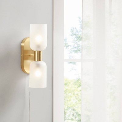 Gold Frosted Glass Double Tube Wall Sconce