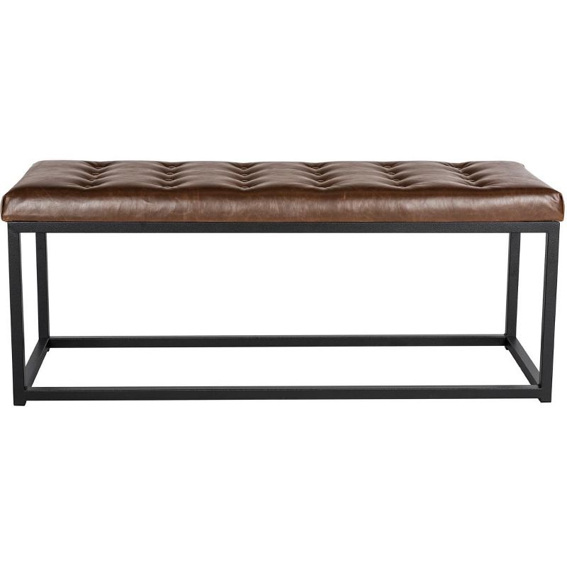 Transitional Black and Brown Tufted Bench with Parsons Legs