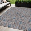 Brown And Blue Floral Washable Indoor Outdoor Area Rug - 2 of 4