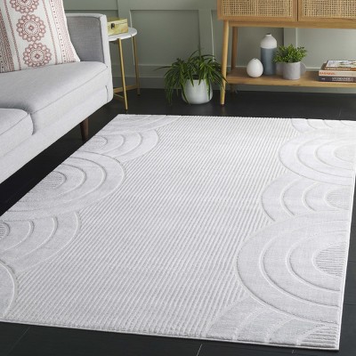 Ivory Geometric Hand-Knotted Synthetic 5' x 7' Area Rug