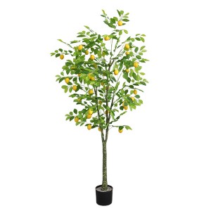 Artificial Lemon Tree With Realistic Trunks Leaves, Faux Lemon Fruit Tree,Pre Potted Faux Greenery Plants For Home Office Decor Indoor Outdoor - 1 of 4
