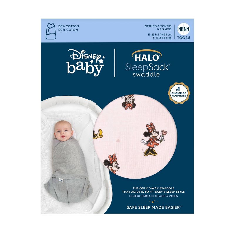 HALO SleepSack 100% Cotton Swaddle Wrap Disney Baby Collection Mickey, 3 of 6