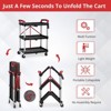 Rolling Foldable Service Cart with 3 Tiers, Portable Utility Storage Cart with Wheels, Collapsible Organizer, Plastic - 4 of 4