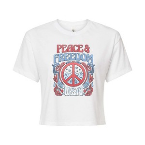 Women's - Instant Message - Peace And Freedom Cropped Graphic T-Shirt - 1 of 4