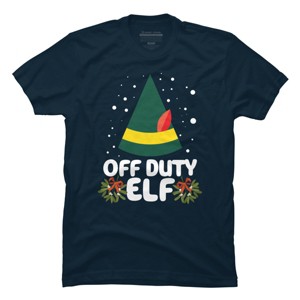 Men's Design By Humans Off Duty Elf Christmas By Thingsandthings T-Shirt - 1 of 4