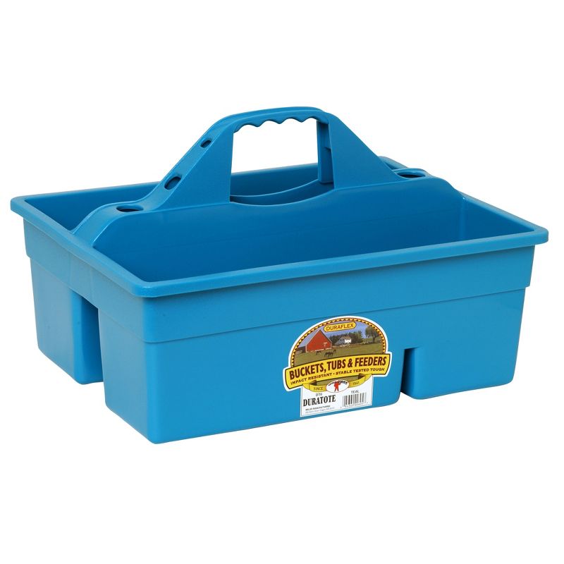 Little Giant DuraTote Plastic Tote Box Organizer with Easy Grip Handle, 2 Compartments and Extra Thick Sidewalls for Tool Storing and Carrying, Teal, 1 of 7