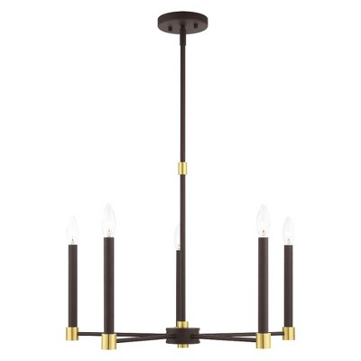 Livex Lighting Karlstad 5 - Light Chandelier in  Bronze/Satin Brass