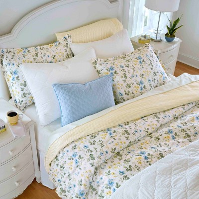 King Blue and Yellow Floral Cotton Duvet Cover Set