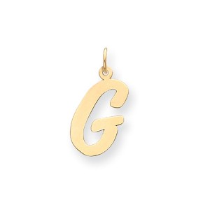 Black Bow Jewelry 14k Yellow Gold, Madison Collection, Medium Script Initial Pendant A-W - 1 of 4