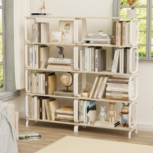 Wood Industrial Console Bookshelf,5-Tier Shelf with Open Shelves and Metal Frame,Living Room Freestanding Display Storage Rack-Baofuwish - 1 of 4
