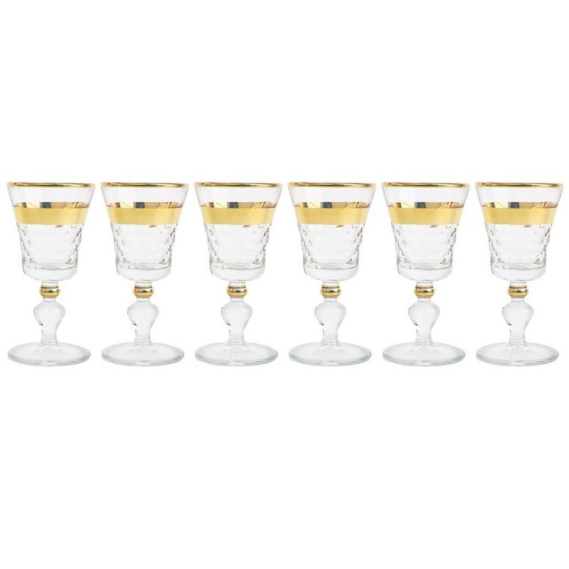 Classic Touch Set of 6 Liquor Glasses with Gold and Crystal Detail, 2 of 4