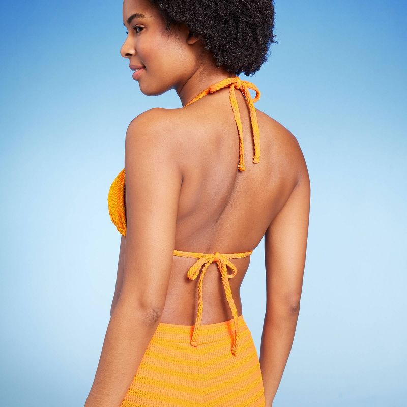 Women's Textured Striped Triangle Bikini Top - Wild Fable™, 3 of 10