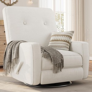 Recliner Chair, 360° Swivel Rocking Glider Chair with Adjustable Backrest & Footrest, Manual Recliner Glider, Cozy Corduroy Upholstered Armchair - 1 of 4
