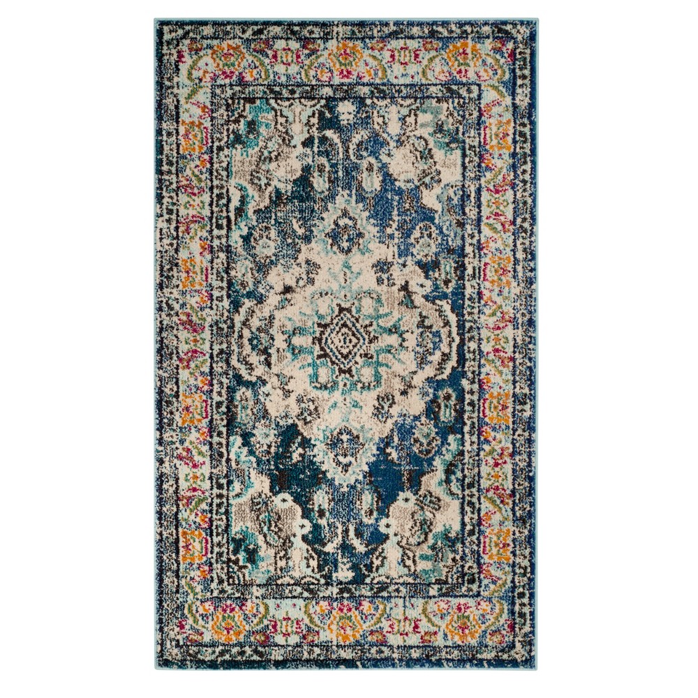 Navy/Light Blue Medallion Loomed Accent Rug 3'x5' - Safavieh