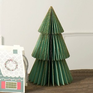 SEVOBAL Tree Ornaments Handmade Vividly Green Paper Tree, Sustainable Festive Decor for Christmas and Holiday Displays, Green, 7.5"*7.5"*12" - 1 of 4