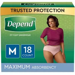 Depend FIT-FLEX Adult Incontinence Underwear for Women - Maximum Absorbency - M - Blush - 18ct