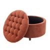 Wovenbyrd Prescott 28" Large Round Pintucked Storage Ottoman with Lift off lid - 3 of 4