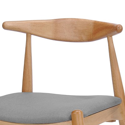 Francie Mid-Century Modern Gray Upholstered Oak Dining Chairs, Set of 2