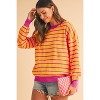 I AM A FASHION JUNKY Orange Stripe Round Neck Drop Shoulder Loose Sweater - 4 of 4