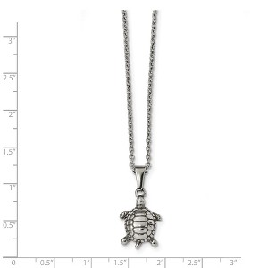 Chisel Stainless Steel Polished and Textured Turtle Pendant on a 22" Cable Chain Necklace - 1 of 4