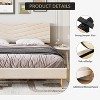 homfan Modern Velvet Upholstered King Bed Frame with Adjustable Headboard, Noise Free Wooden Slats Support Platform Bed, No Box Spring Needed - 3 of 4