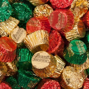 Holiday Foiled Miniature Peanut Butter Cups – Festive Red, Green & Gold Foil - 1 of 4