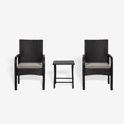 WestinTrends 3-Piece Rattan Wicker Modern Converstaion Seating Set