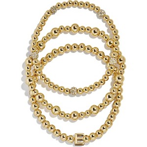 3-Piece Gold Plated Initial Bead Bracelet Set, Personalized Trendy Jewelry Gift for Women - 1 of 4