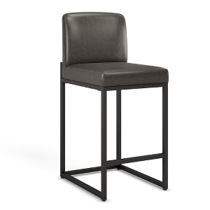 Captiva Designs 24 inch Height Bar Stool with Padded Seat and Back & Sturdy Steel Frame & Footrest - 1 of 4