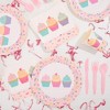 Juvale 144 Pieces Cupcake Birthday Party Supplies with Plates, Napkins, Cups, Pink Cutlery, Serves 24 - 2 of 4