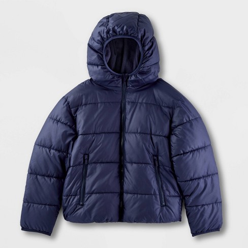 Shops dark blue puffer jacket